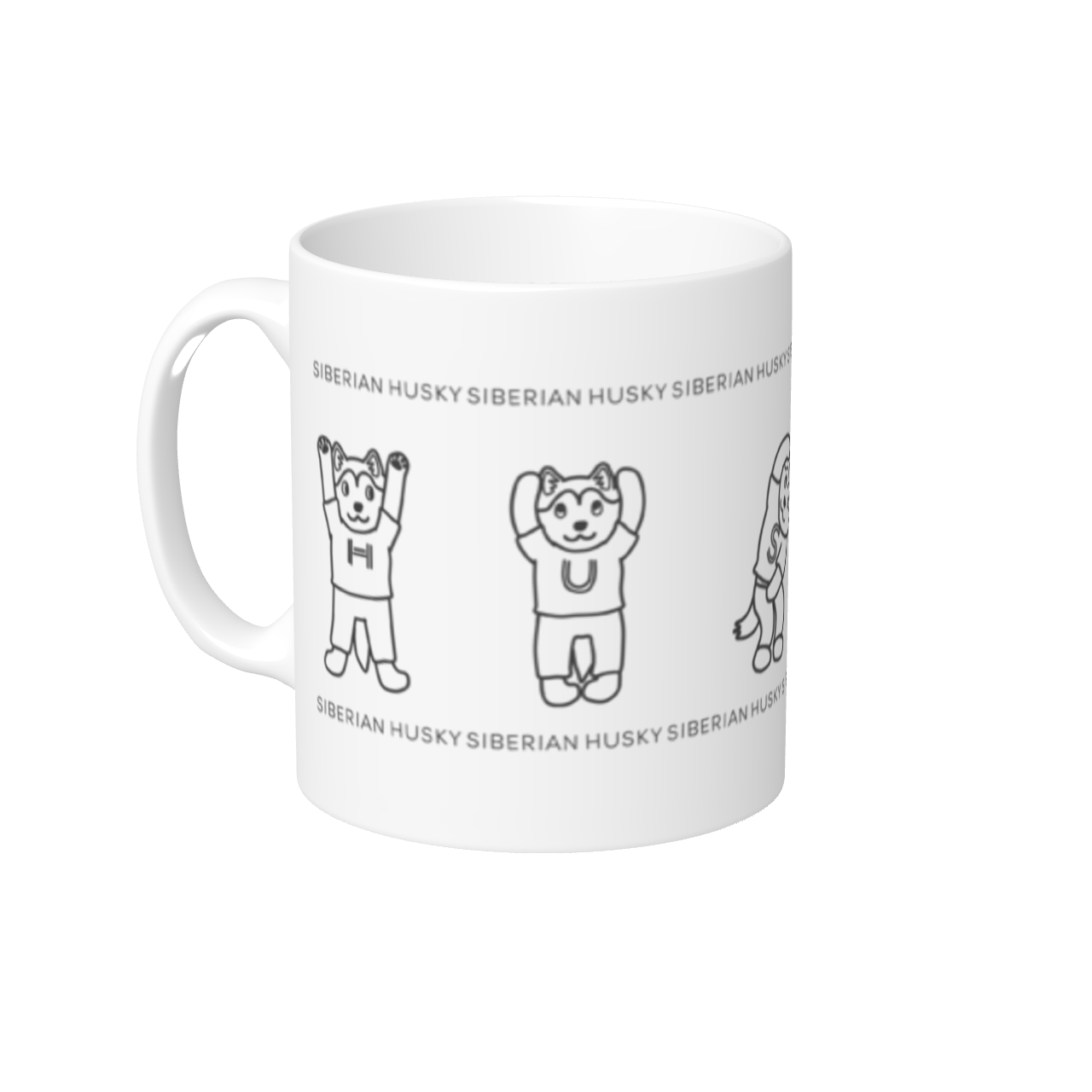マグカップ【ハスキー体操】モノクロ / 別送