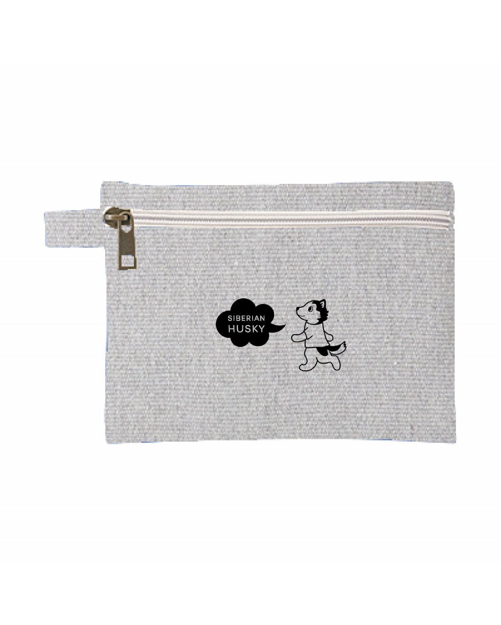 フラットポーチ【おさんぽハスキー】グレー / 別送