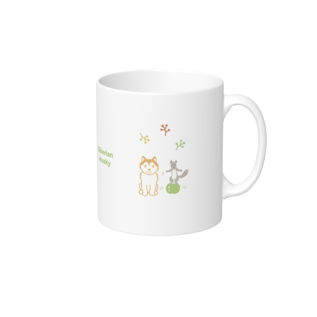 マグカップ【りんごとハスキー】/ 別送