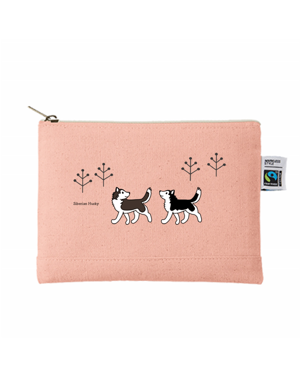 フラットポーチ【森のハスキー】スモークピンク / 別送
