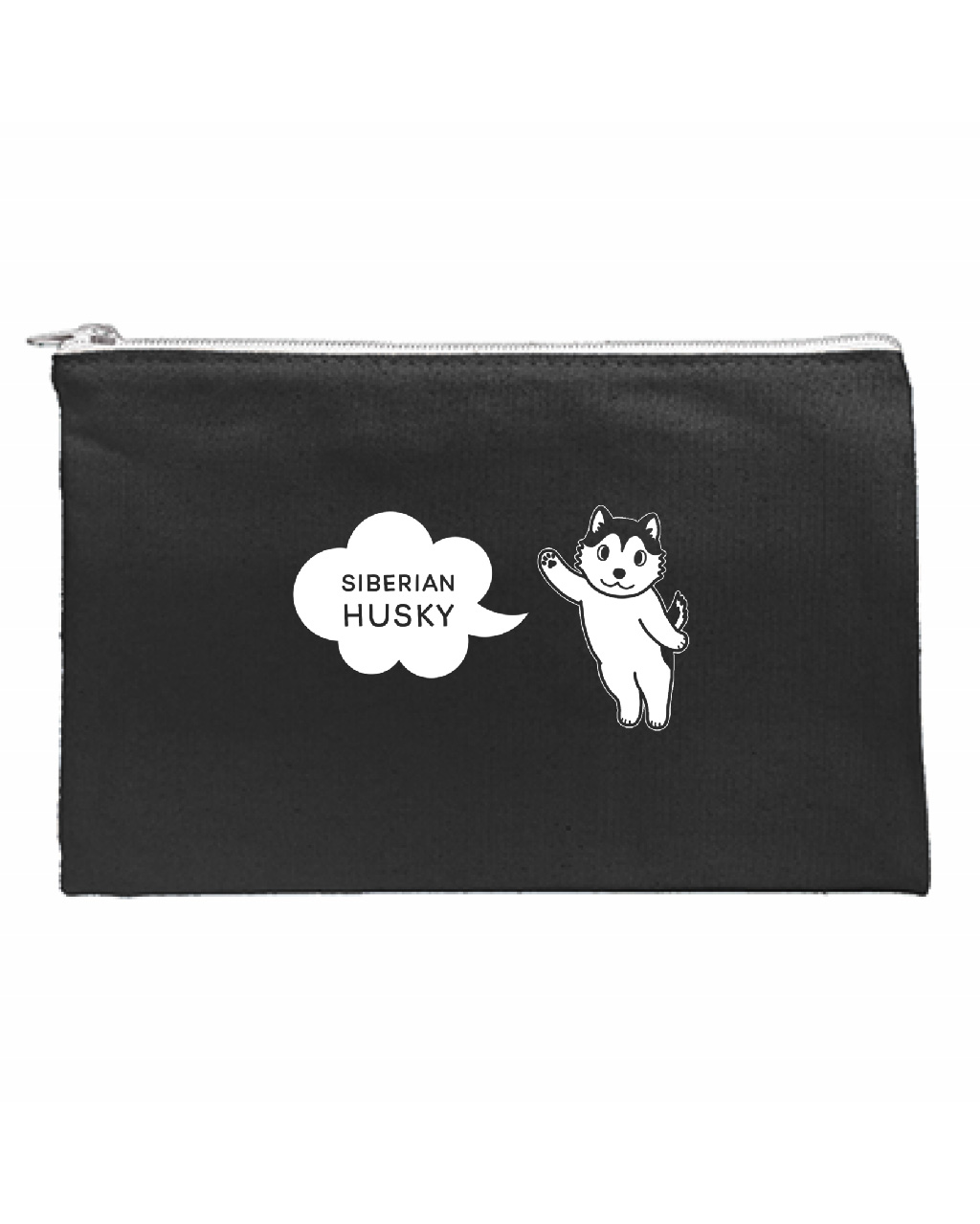 フラットポーチ【Helloハスキー】ブラック / 別送