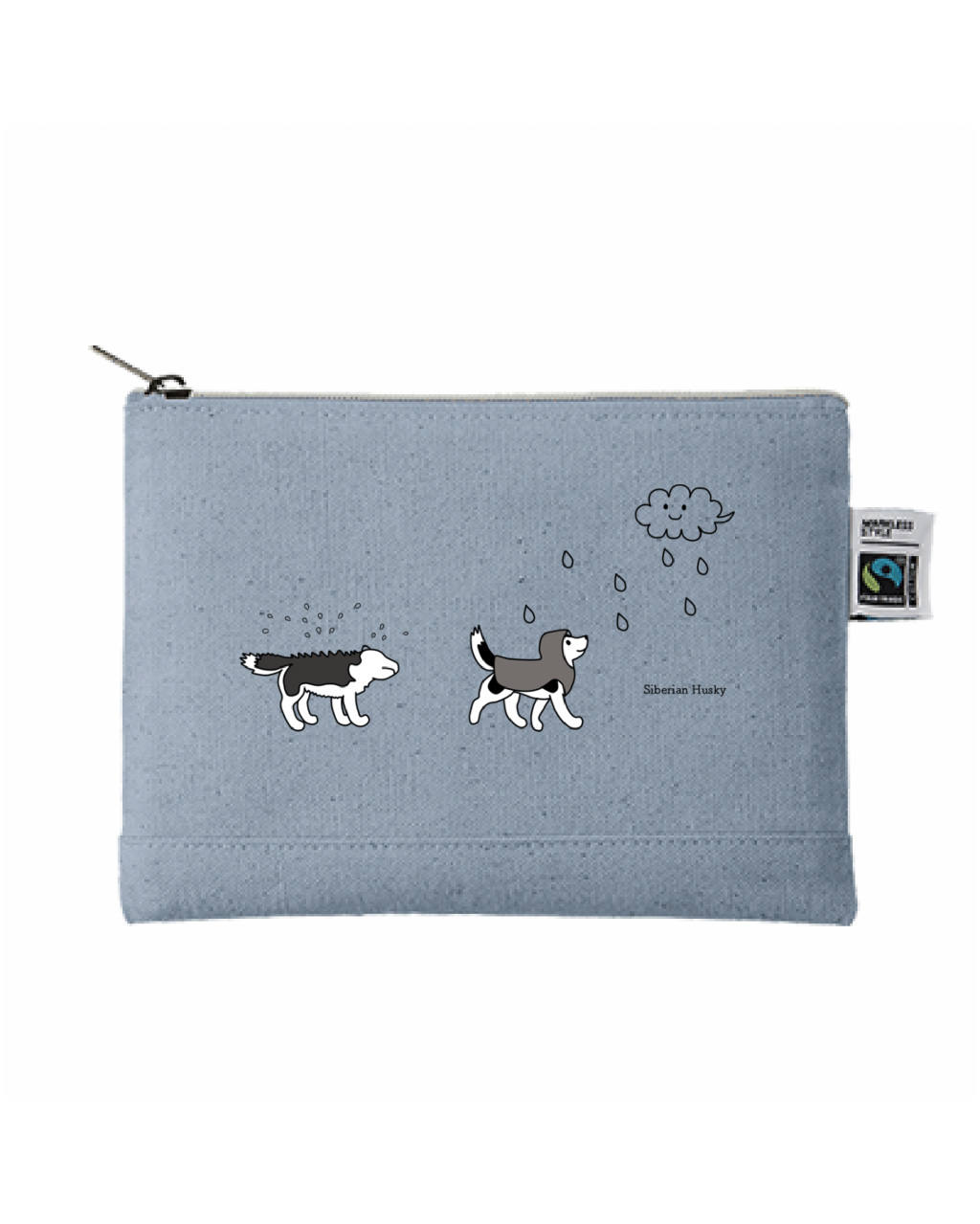 フラットポーチ【あめふりハスキー】スモークブルー / 別送