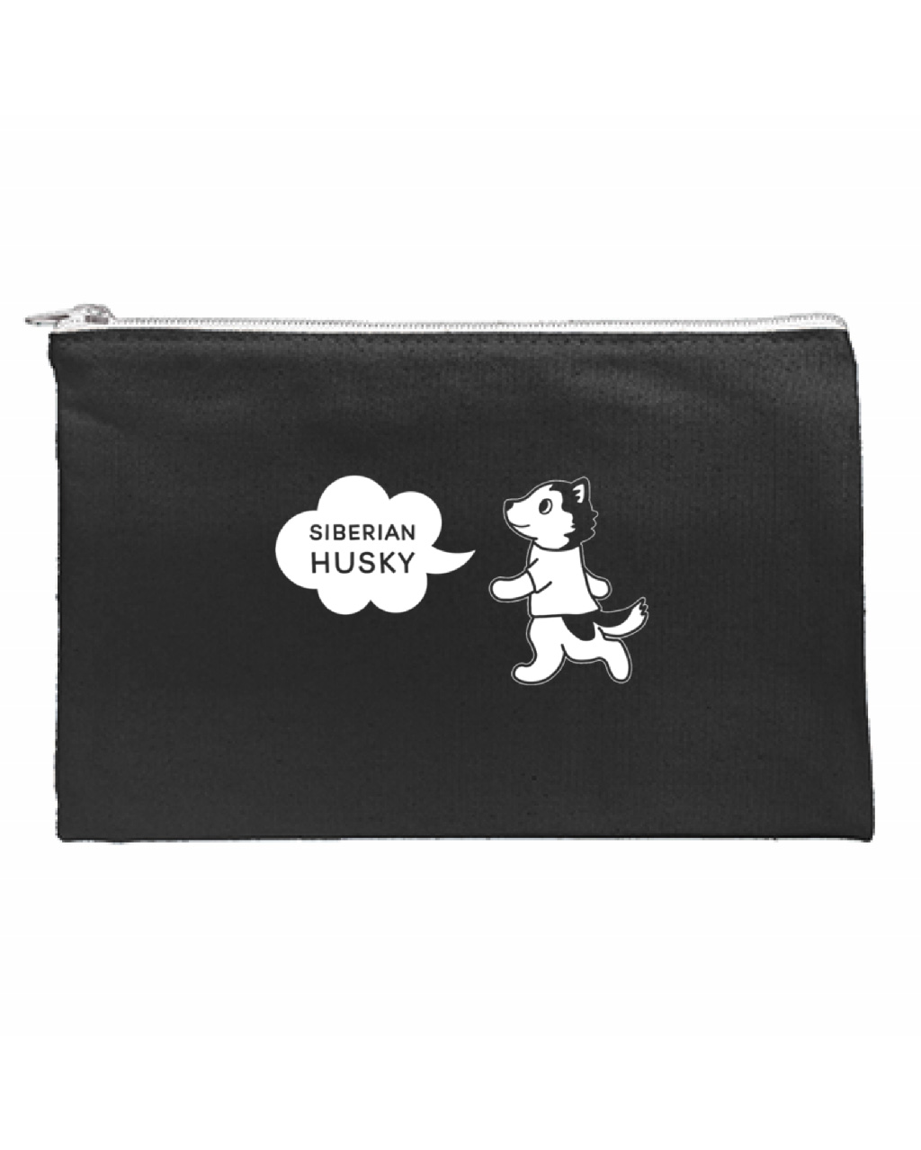フラットポーチ【おさんぽハスキー】ブラック / 別送
